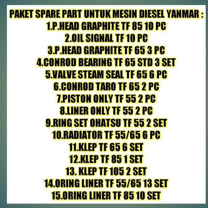 Promo PAKET HEMAT YANMAR DIESEL ENGINE COD