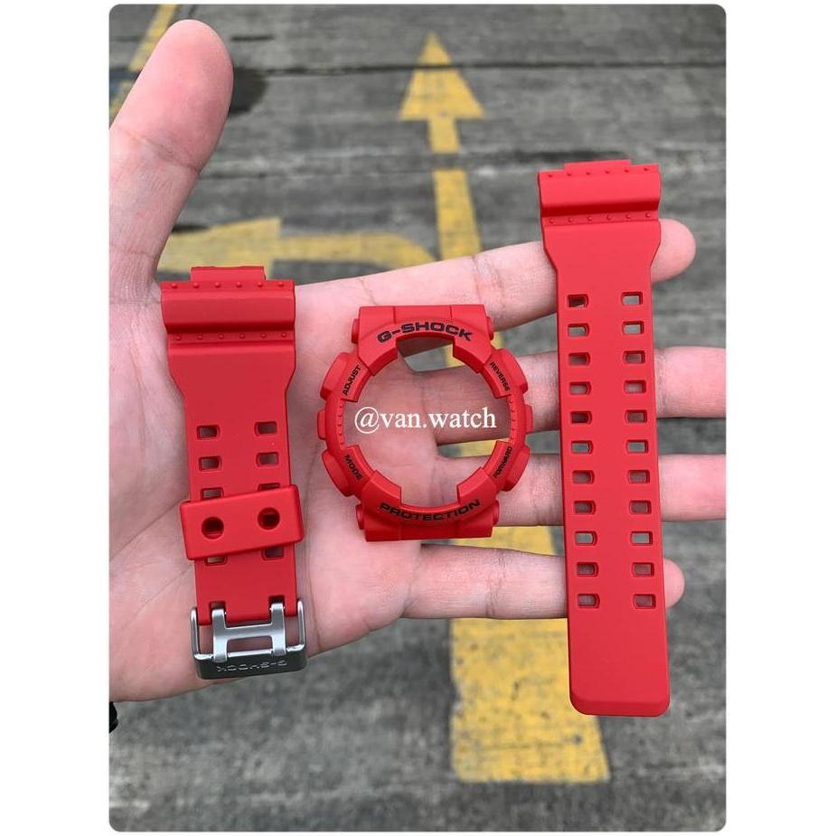 BNB Band Bezel CASIO GSHOCK GA 110 GA 120 GD 100 GD110 GD120 MERAH ORIGINAL Tulisan Hitam Buckle Sil