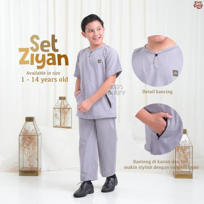 Promo Setelan Koko Anak Laki-Laki Set Ziyan Cotton Oxford 1-14 Tahun Muslim Baju Remaja Katun Lebara