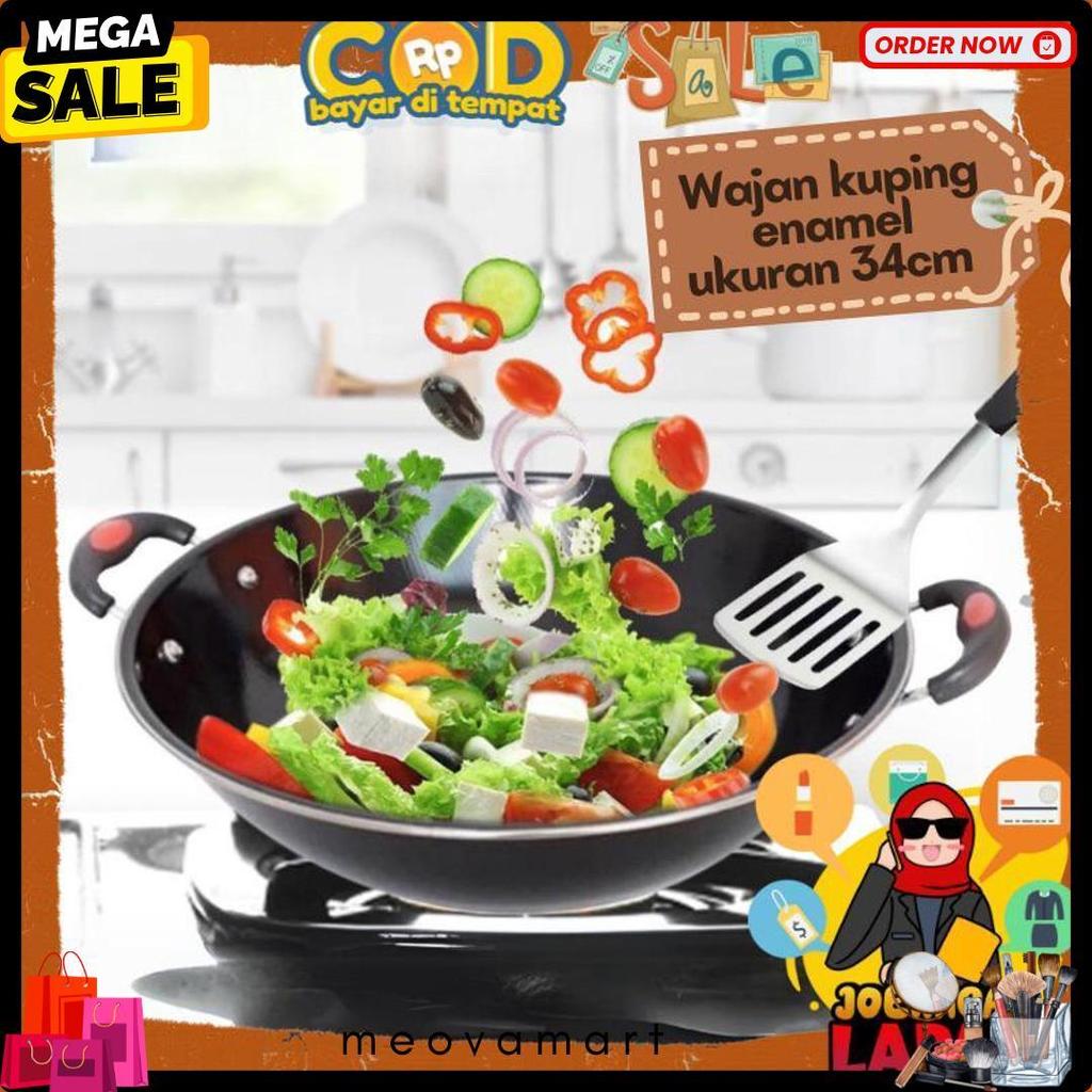 [Joeragan Lapak] Wajan Kuping Enamel Kuali Hitam Ukuran 34 Cm Diameter Qme Shinko Rsokr