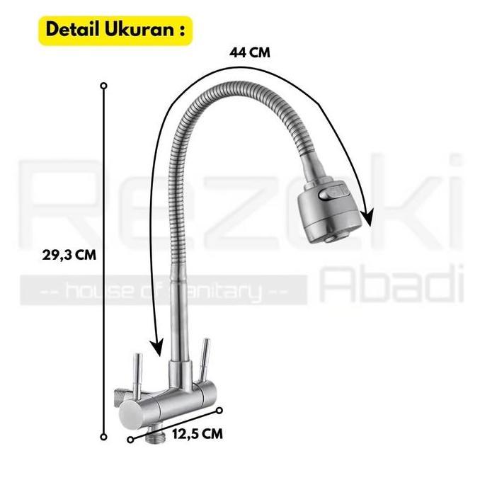 Terlaris - Kran Angsa Cabang 2 Sus304 / Kran Cuci Piring / Kran Filter Air / Pipa Fleksibel