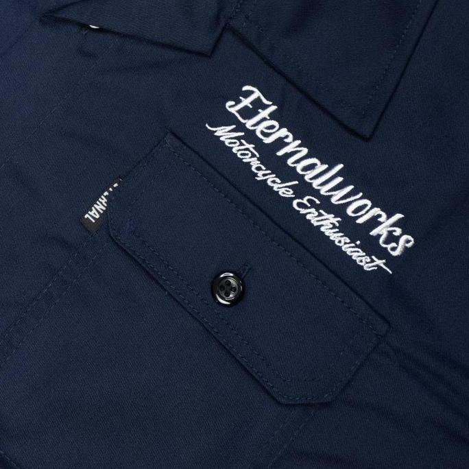 KEMEJA PRIA - ETERNALWORKS MOTORCYCLE WORKSHIRT NAVY - KEMEJA WORKSHIRT - KEMEJA LENGAN PENDEK