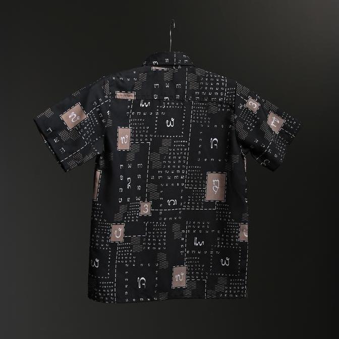 Zm Zaskia Mecca - Jazi Kemeja Koko Anak Pria - Edisi Aksara Bali | Baju Tangan Pendek Kancing Kerah