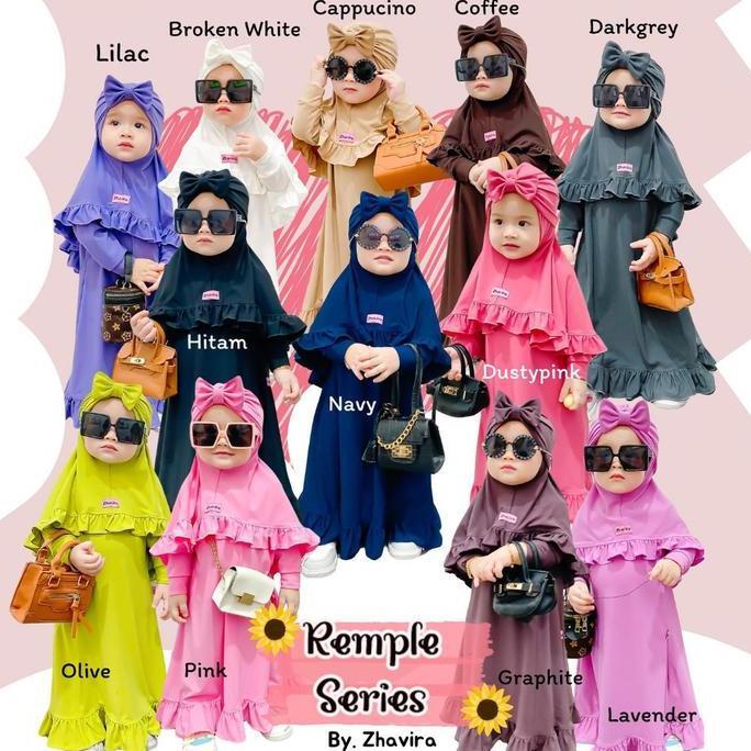 Baju Gamis Bayi Perempuan 6 - 12 Bulan Anak 1 Tahun Muslim Bayi Perempuan Zhavira Polos  Murah Lucu