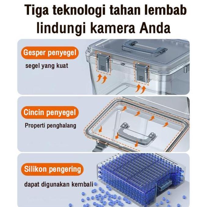 Campic- Kotak Tahan Lembab Kamera Digital Dry Box Kamera 3 In 1 Set Free Silica Gel Dan Higrometer K