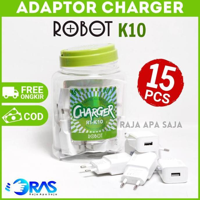 Kepala Charger Robot Isi 15 Pcs Toples Adaptor Adapter Batok Cas Casan