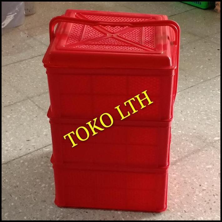 RANTANG KUE MAKANAN BUAH SEGI PLASTIK SUSUN 3 TENONG KERANJANG 3 SUSUN best seller