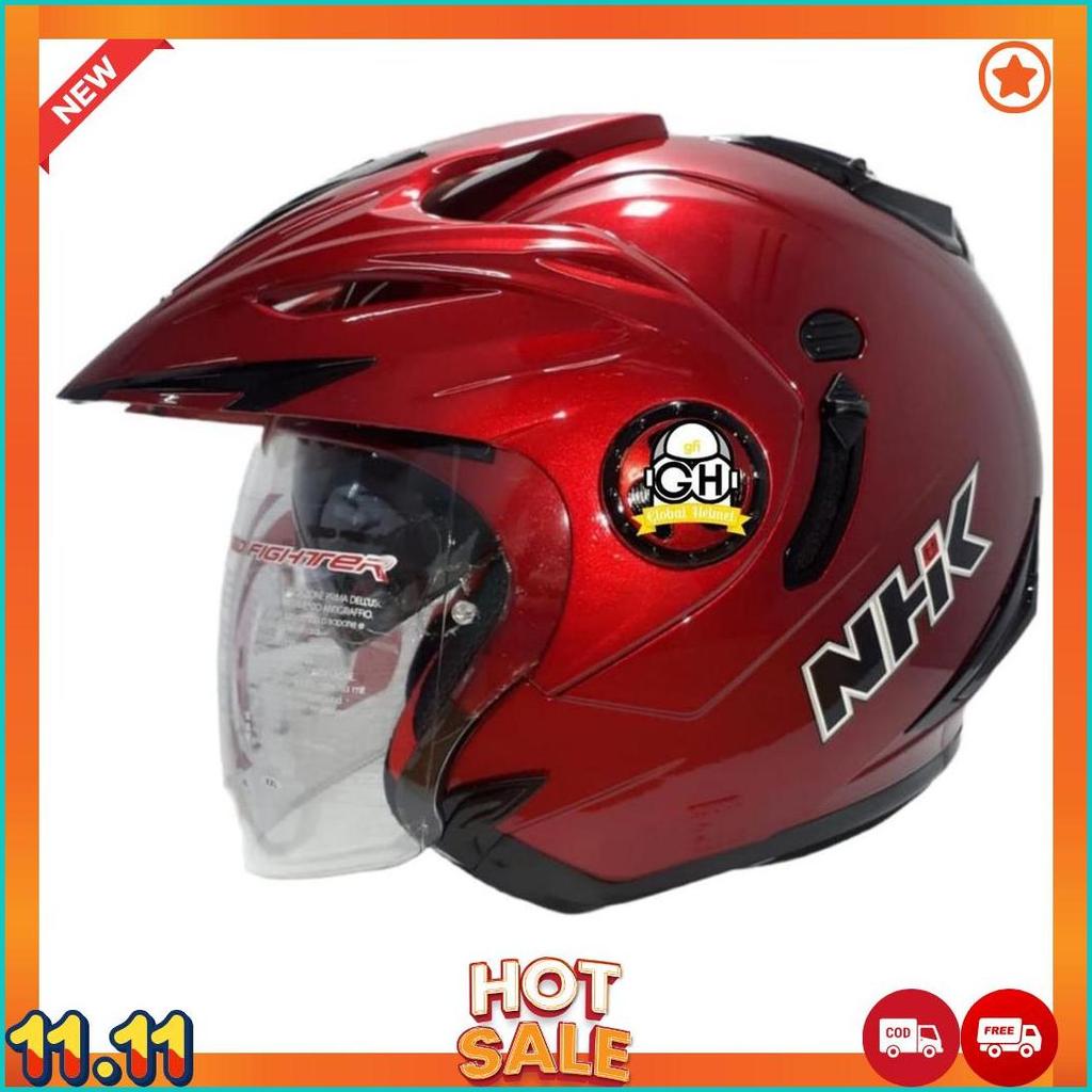 Helm Nhk Halfface Nhk Aviator Solid Royal Red Helm Nhk Helm Motor Nhk [H2]