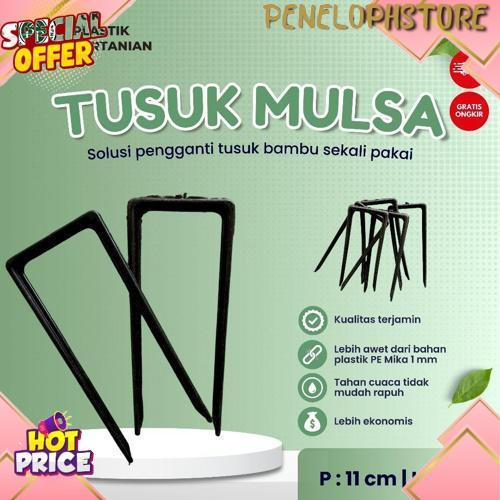 Tusuk Mulsa / Pasak Mulsa / Penjepit Plastik Hitam Perak Mulsa Pertanian Model U 1 kg Termurah