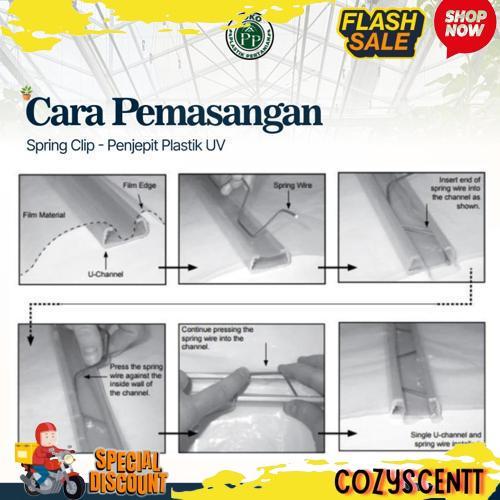 Spring Clip 2 Meter Alat Penjepit Plastik UV Green House Klip Hidroponik/Clip Spring Wire 2 Meter Te