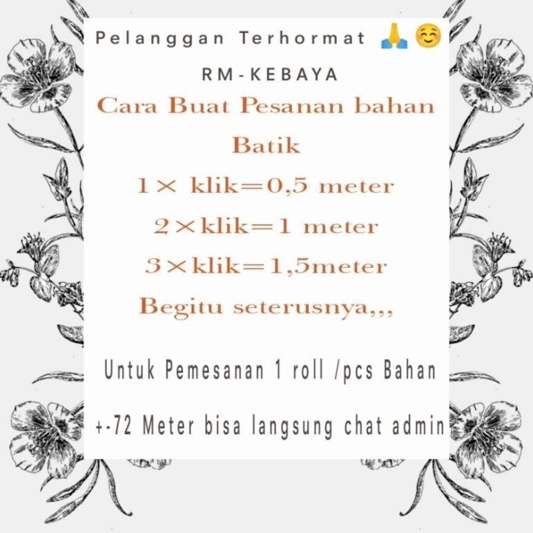 Premium Bahan Batik Printing Meteran Berkualitas Premium-Batik Katun Halus Meteran-Kain Batik Metera