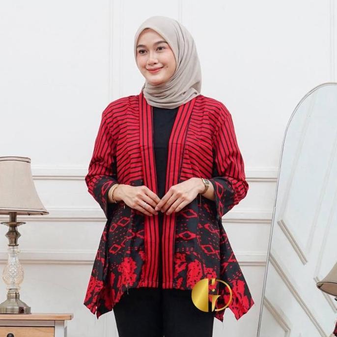 BEST SELLER GRANITO.ID - OUTER SAKURA BATIK POLIMIKRO KONDANGAN SERAGAM KERJA / FORMEE OUTFIT / LENG