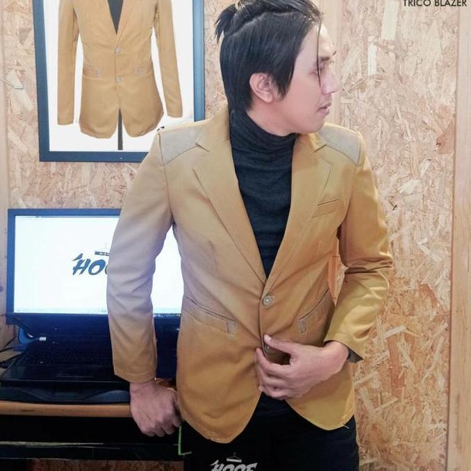 BLAZER PRIA TREACO LHT BROWN - Jas Coklat Muda Korea Stylish Formal