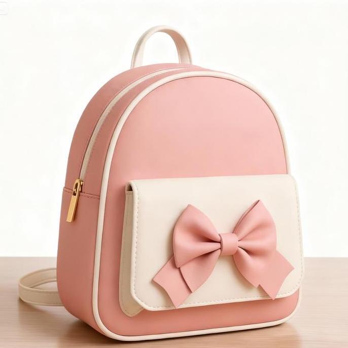 2satuseller  - tas ransel wanita cantik - tas sekolah anak - tas dengan pita cantik - warna pink put