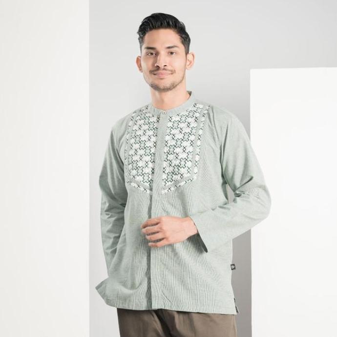 DISKON MUSLIMADANI BAJU KOKO HASUNA REGULAR KOKO DEWASA LENGAN PENDEK DAN LENGAN PANJANG BORDIR KEME