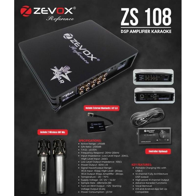 TERMURAH - Prosesor Zevox ZS 108 Reference DSP Built In Amplifier & Karaoke Mobil Car Audio Garansi 