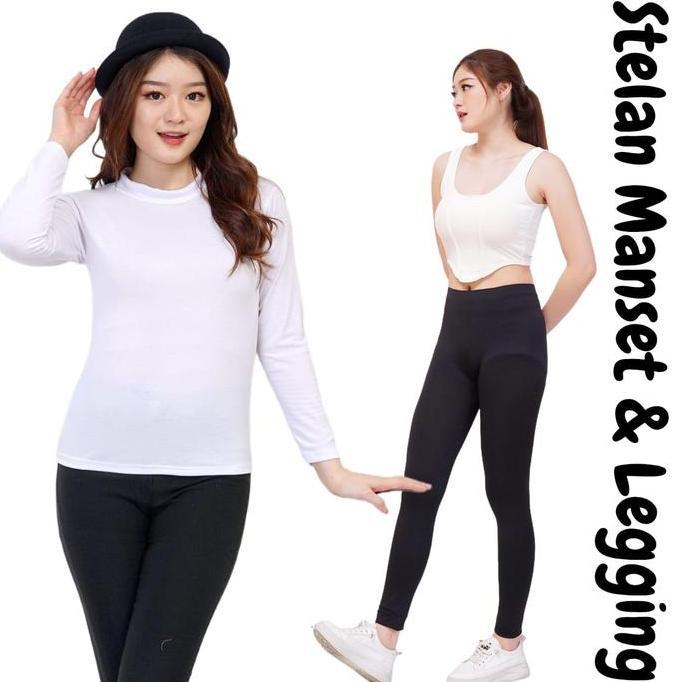 BEST SELLER MANSET ATASAN LEHER TINGGI WANITA MANSET POLOS MANSET BAHAN KAOS  DALAMAN MUSLIM DEWASA 