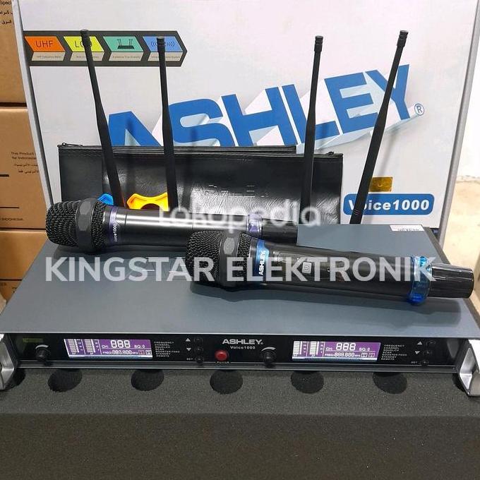 Mic Wireless Ashley Voice 1000 Microphone Isi 2 Handle V1000 Voice1000