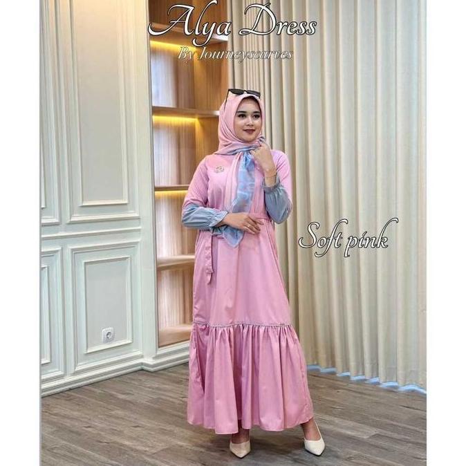 Alya  Dress Wanita Toyobo Journey Scarves Atasan Muslim Gamis Panjang Katun