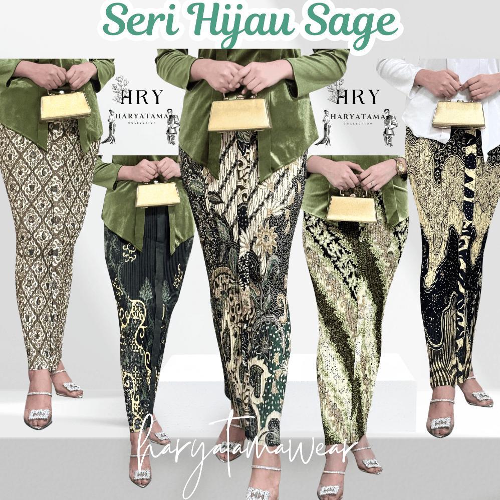 Harga Miring Rok Plisket Wiru Corak Hijau Sage / Rok Batik / Jarik Instan / Bawahan Kebaya