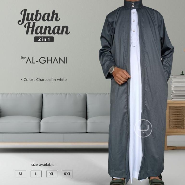 Disc Alghani - Jubah Hanan 2 In 1 Luar Dalam, Gamis Pria Lengan Panjang Bahan Katun Exclusive By Alg