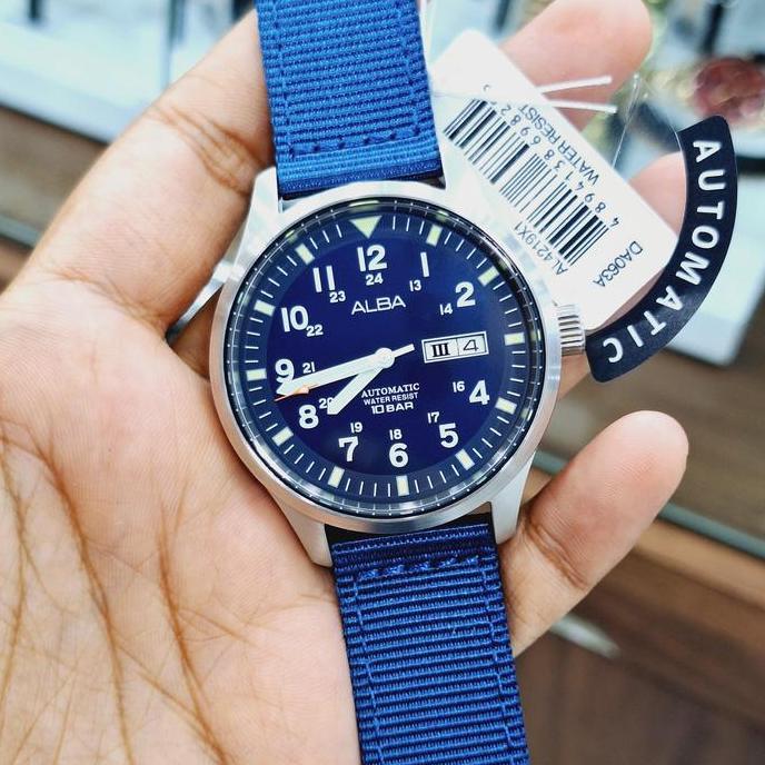 JAM TANGAN PRIA ALBA AL4219X1 AL4219 SILVER BLUE ORINAL BERGARANSI