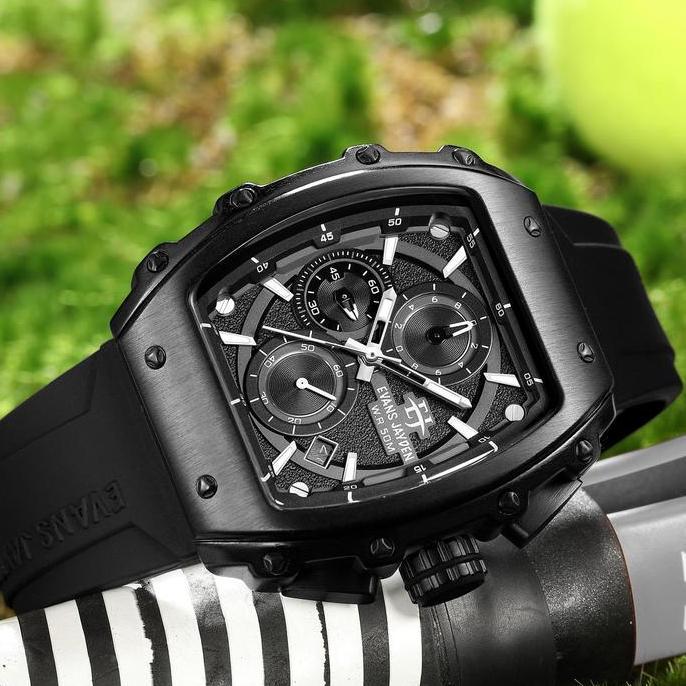 Evans Jayden Jam Tangan Pria 9599 Rubber Silicon Kaca Sapphire Chronograph Water Resistant 5 ATM Sta