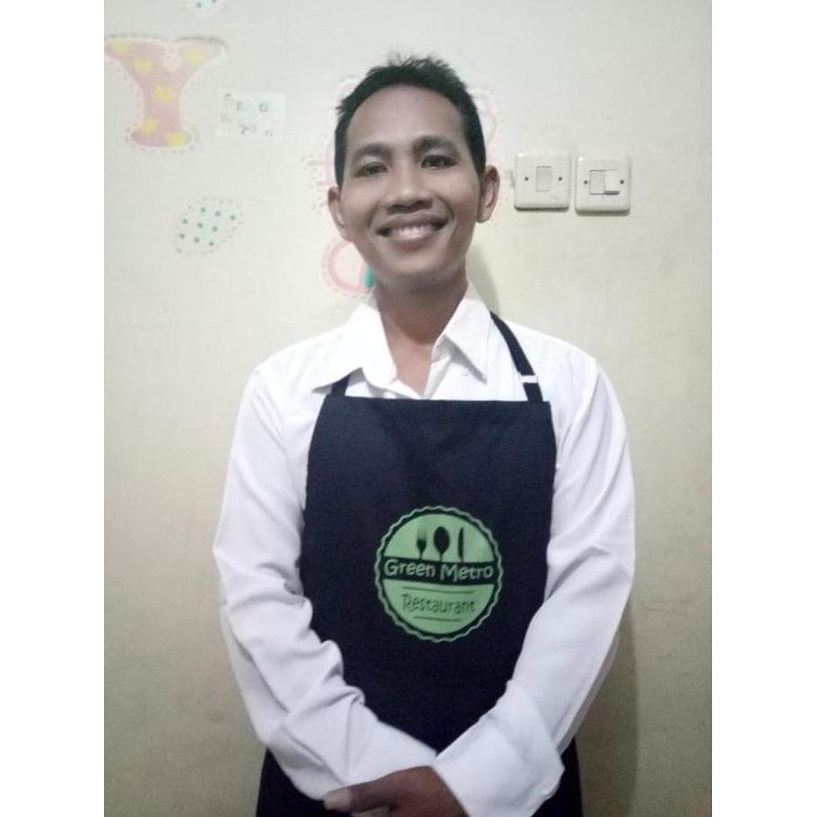 Apron/celemek polos hitam bordir