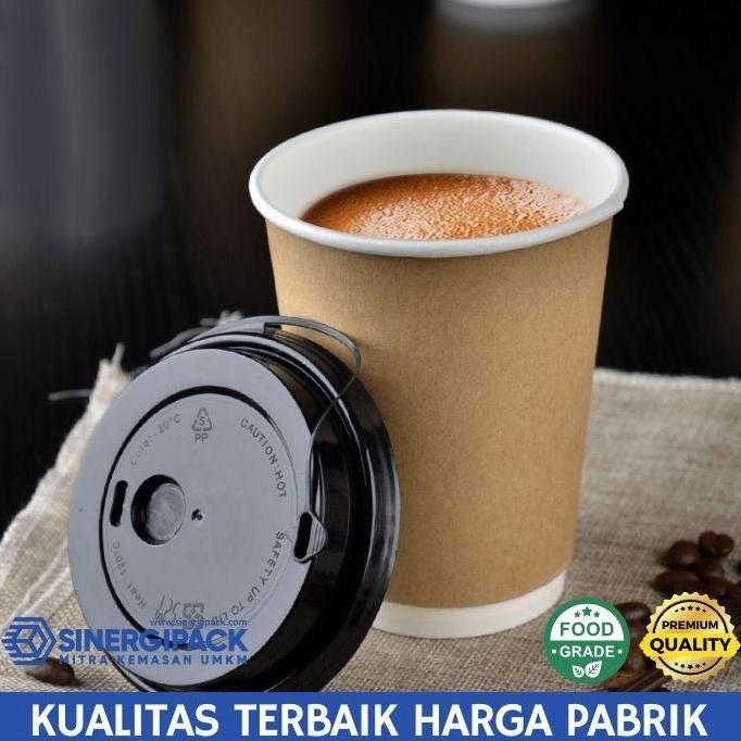 Paper Cup Double Wall dengan Tutup - Gelas Kertas Kopi Double wall