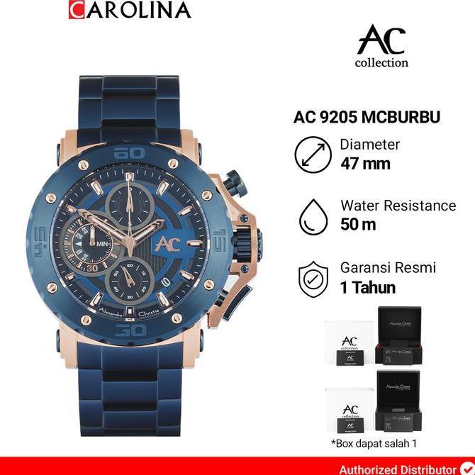 Jam Tangan Pria Alexandre Christie AC 9205 MCBURBU Blue Dial Blue Stainless Steel Strap