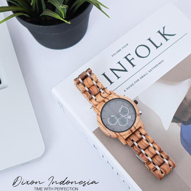 DIXON Elias - Jam Tangan Kayu Zebra Wood Wooden Watch Pria 45 mm