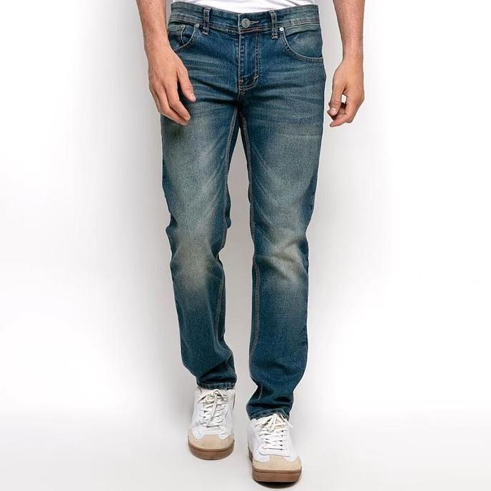 BAGELER original celana salvadge denim pria panjang slim fit