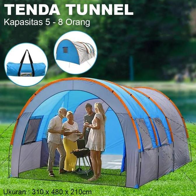 Tenda Camping Tunnel 5 - 8 Orang | Tenda Camping Outdoor | Tenda 6 Orang | Tenda Camping Keluarga Wa
