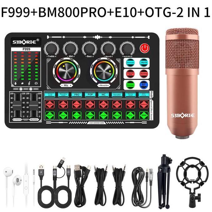 HOT SALE Siborie&jerryan_khan rekomendasi bersama soundcard F999+BM800PRO+OTG-2 IN 1