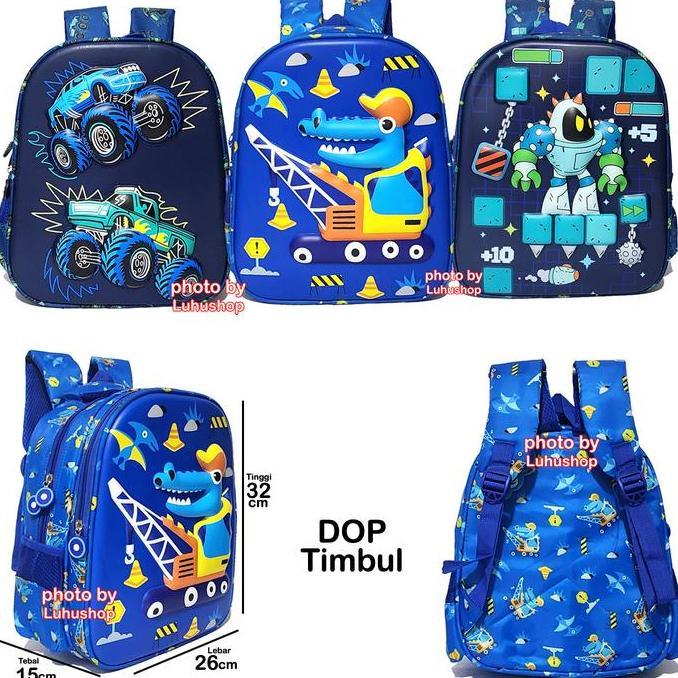 Tas Anak TK Timbul Superhero Cars Contractor Bola Batmen Mobil Kuro