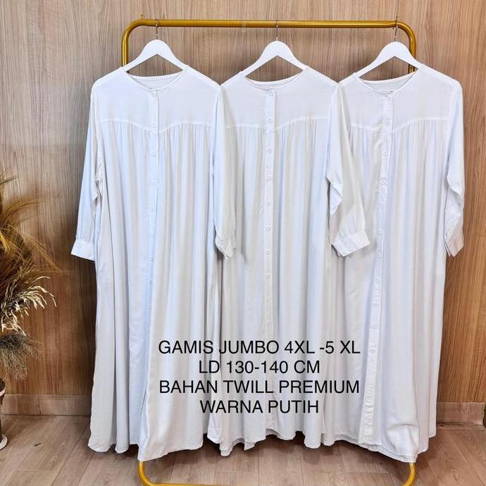 Promo Gamis Putih Super Jumbo Ld 130 -140 Cm Model Polos Kekinian
