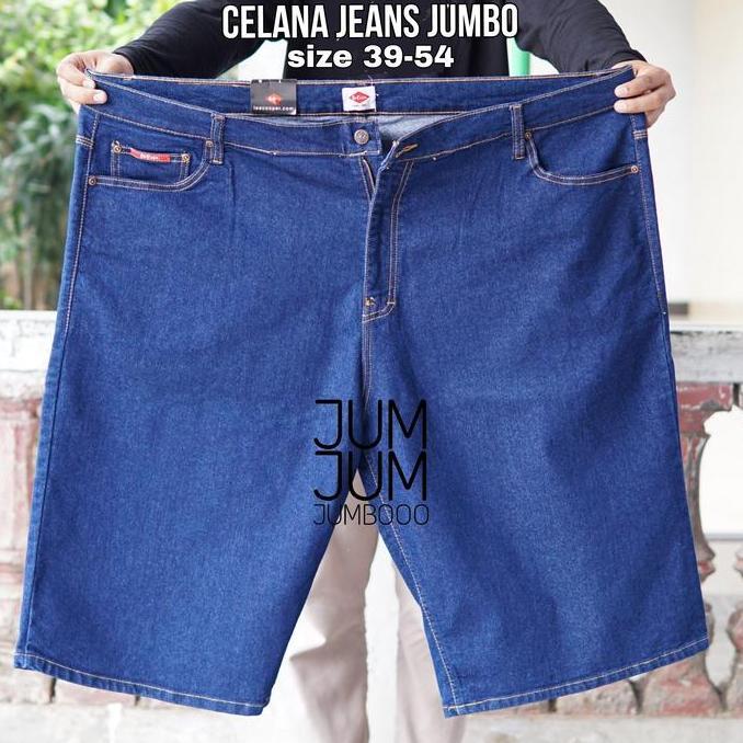 Celana Jeans Pendek Jumbo Pria Big Size Bahan Melar Stretch