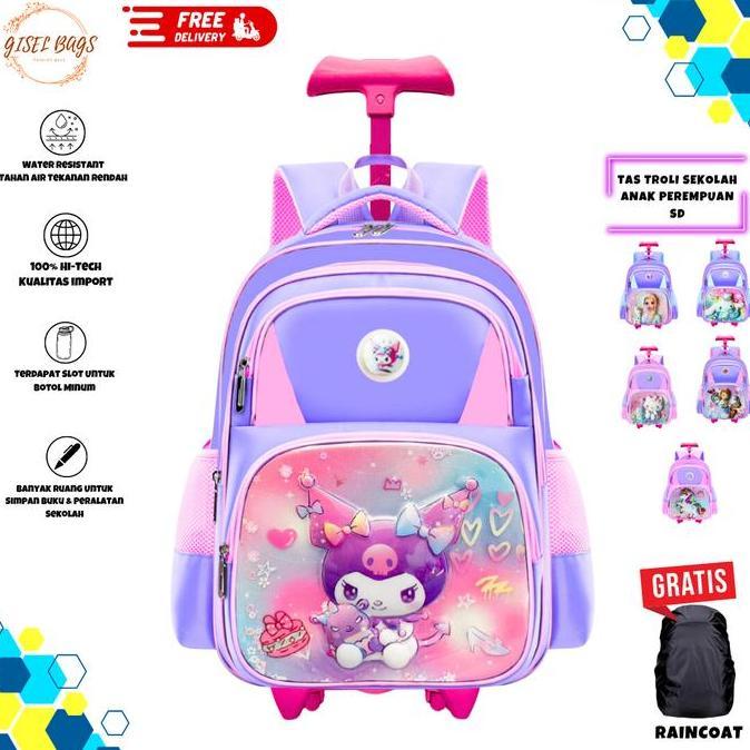 Trolley anak sekolah SD Tas koper perempuan anak sd gambar lucu import