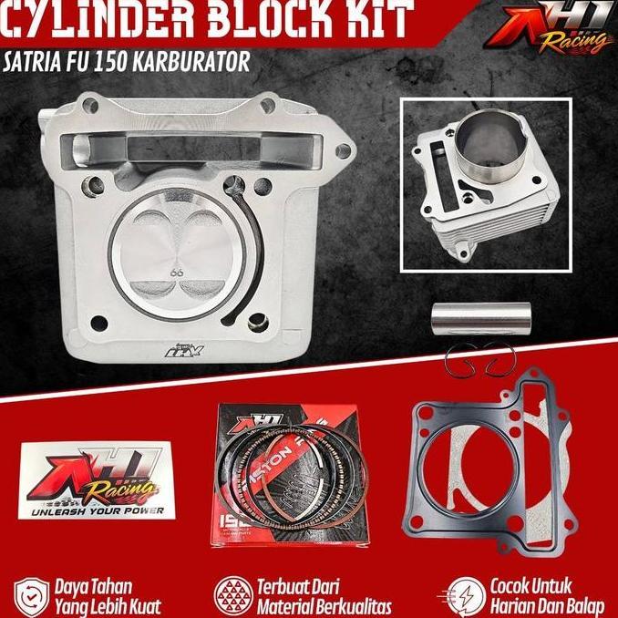 CYLINDER  BLOCK BLOK SEHER BORING BORE UP SATRIA FU 150 KARBURATOR 66 68 MM AH1 RACING IRON CASTING 