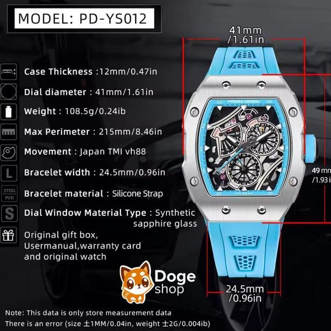 COD Pagani Design PD-YS012 Watch Tonneau Quartz Homage VH88 Japan Movement