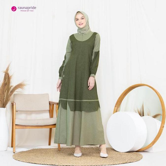 Sale Baju Gamis Wanita Casual  Dewasa / Katun Rauna Gd-32 / Fashion Muslim Polos Coklat Hijau