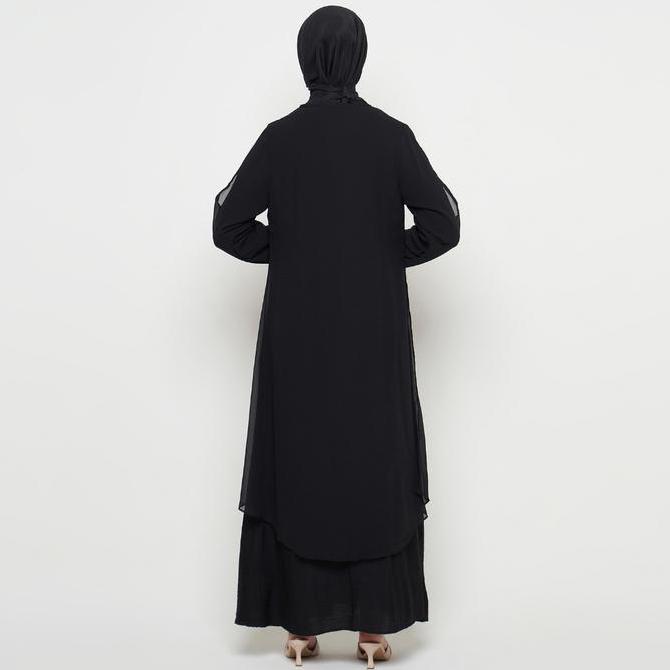 Grosir Gamis Wanita Pakaian Muslim Wanita Gamis Slit Warna Hitam Sr277