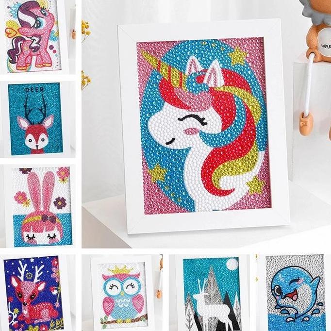 DIY DIAMOND PAINTING KIDS CRAFT ACTIVITY MENEMPEL MANIK UNICORN WHITE