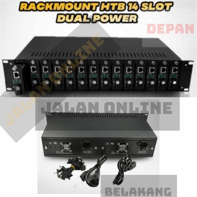 HARGA DISC - Mount Rack Media Converter HTB 2U 14 Slot Dua Power Supply