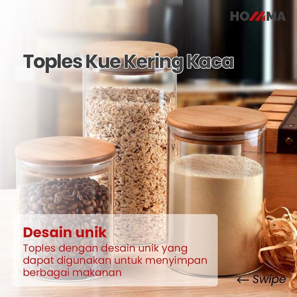 Toples Kue Kering Kaca Tutup Kayu Kedap Udara Toples Kaca Estetik