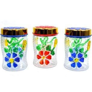 Toples Kaca Uk 10 cm 12 cm Motif Bunga / Toples Kue Lebaran / Toples Kaca Permen / Toples Snack