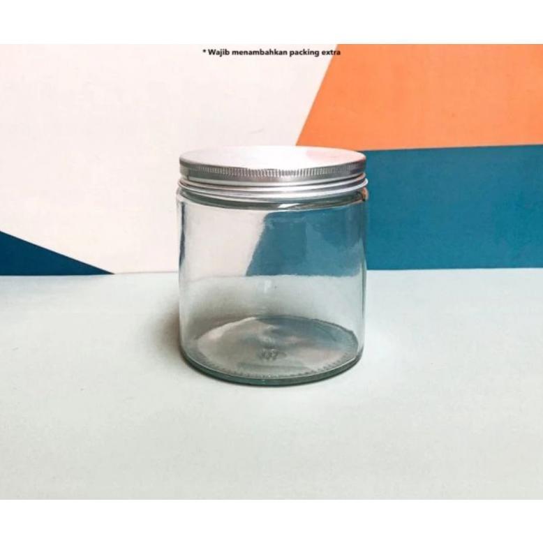 Toples 500ml Toples Jar Kaca 500ML Toples Kaca Tebal 500ml Tutup Ulir Alumunium Silver Toples Kue Ke