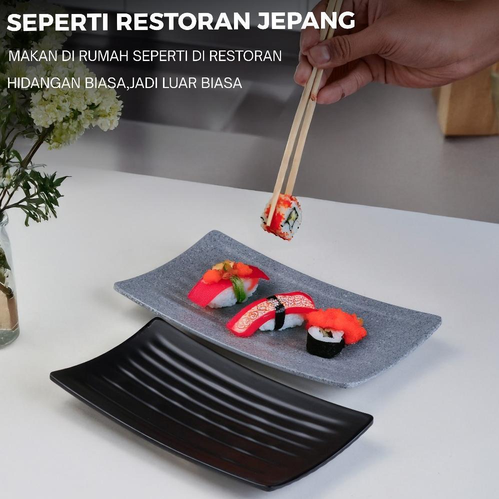 Piring Melamin 100% Asli Persegi Panjang (Motif Granit) Piring Saji Dimsum Kue Tebal Piring Resto