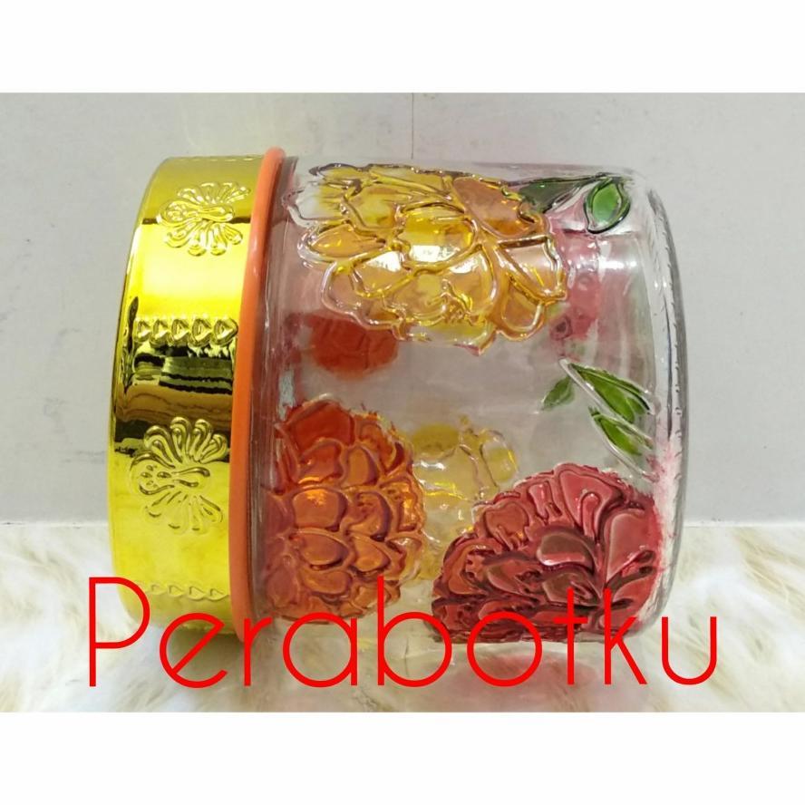 Toples Kaca + Keranjang IVY Set 4 pcs / Toples Bening Motif / Toples Kue Lebaran
