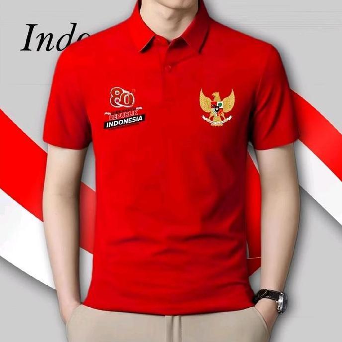 Kaos Kerah lengan panjang dan pendek 17 Agustus 2025 / Kaos Kerah Merah Putih Agustusan 2025 / Kaos 